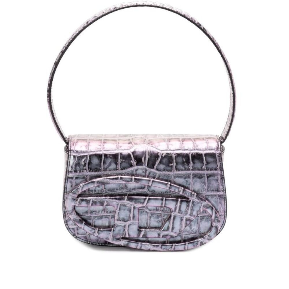 DIESEL Embossed Shoulder Bag with Crocodile Effect Women PURPLE Handbags